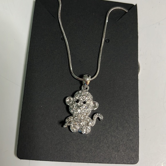 Adorable Monkey Chimp crystal necklace - Picture 2 of 7